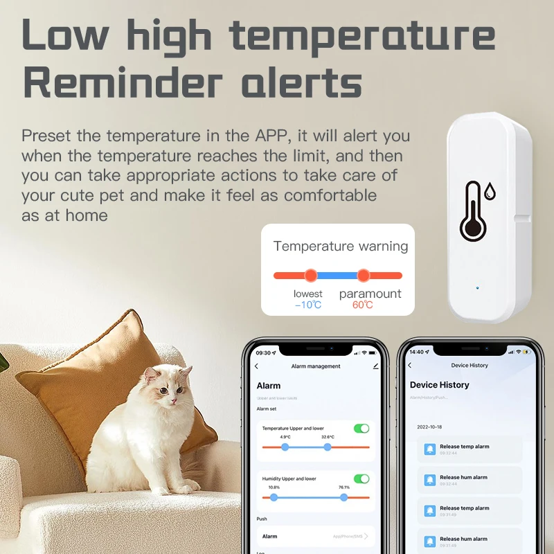 Tuya Zigbee Temperature and Humidity Sensor Indoor Humidity Sensor Battery Powered APP Monitoring For Alexa Google Home Voice