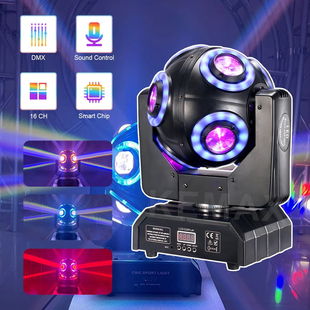 

150W Moving Head DJ Lights 8X12W DMX512 RGBW LED Beam Magic Ball Disco Party Light Mobile Stage Effect For Xmas Wedding