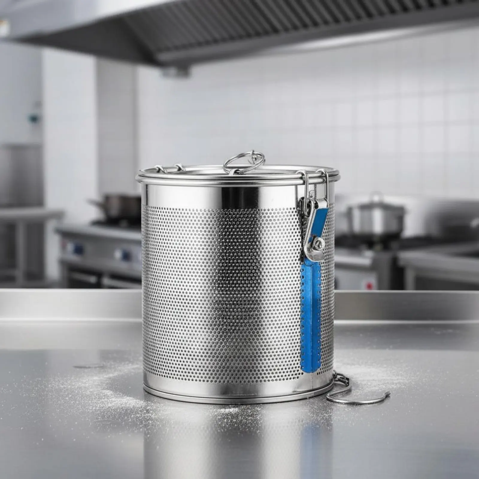 Stainless Steel Seasoning Container Fine Mesh Steaming Pot Strainer Container Soup Seasoning Strainer Hook and Chain