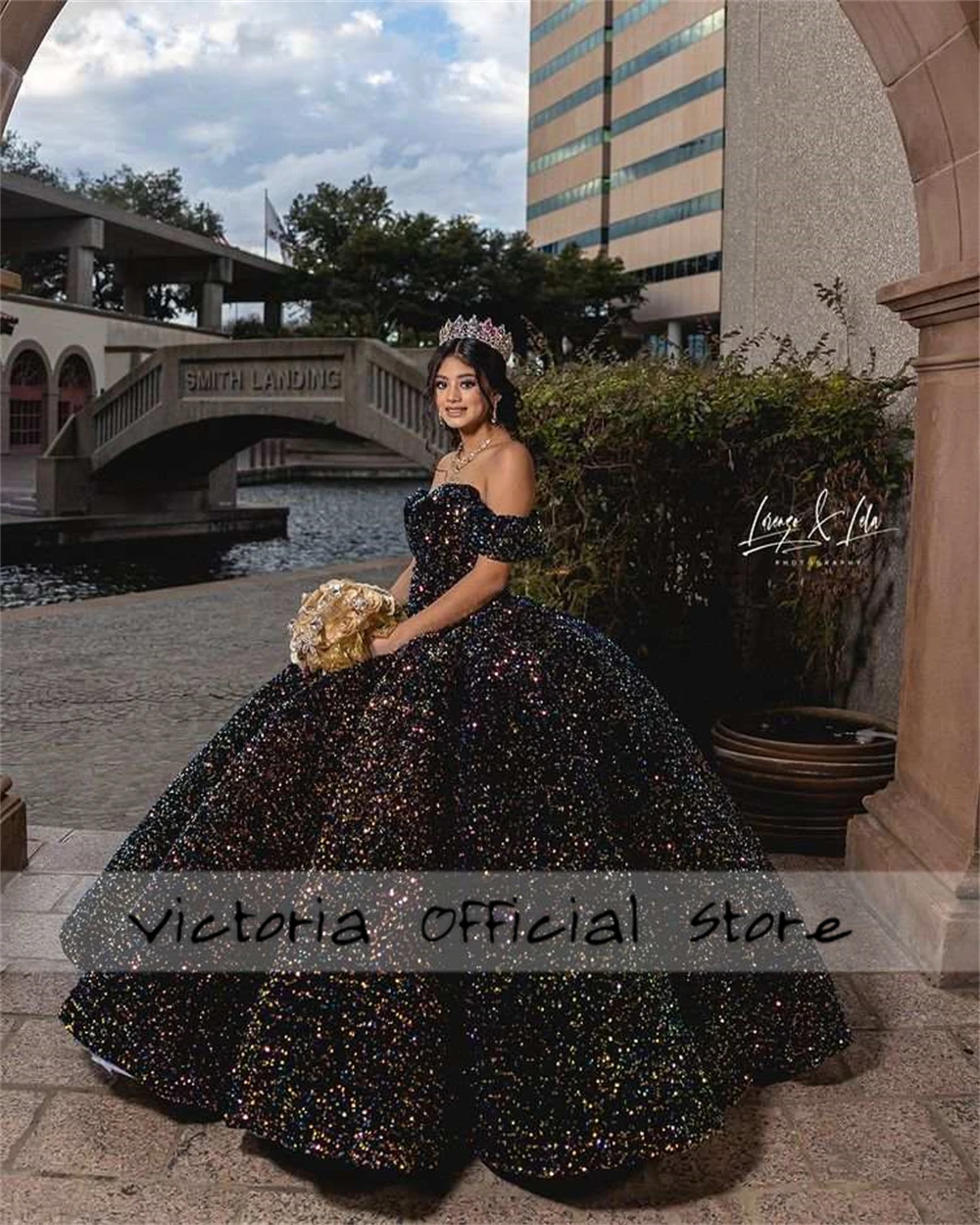 Vestido de baile de quinceañera con lentejuelas negras brillantes, hombros descubiertos, dulce vestido de dieciséis, vestidos de novia, vestido de gala