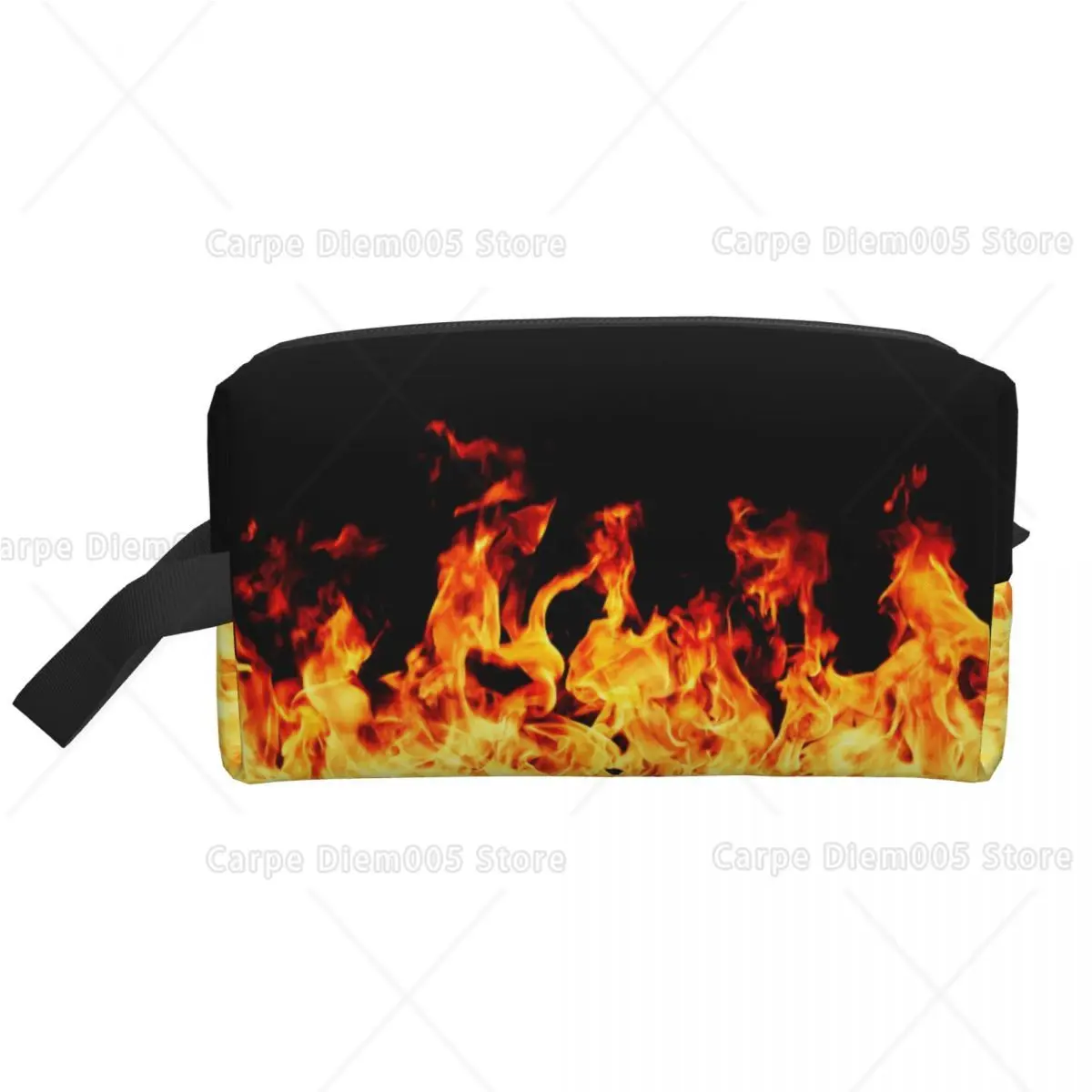 Burning Fire Design Cosmetic Pouch Storage Make Up Bag Portable Travel Organizer with Zipper Cosmetic Pouch Gift