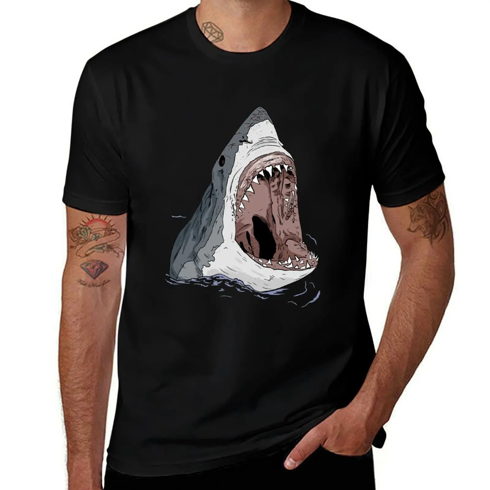 Great White Shark T-Shirt Classic Graphic Short Sleeve Top T-Shirt