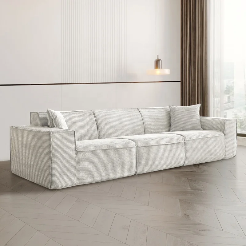 Fabric compression square apartment convertible living room sofa set hotel three-seat combination sponge free combination