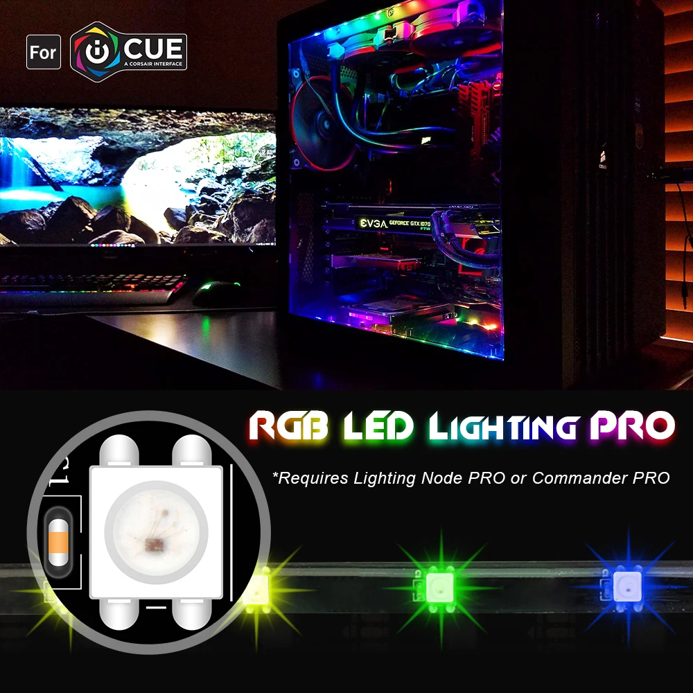 COOLO do Corsair iCUE oświetlenie LED RGB PRO zestaw rozszerzający, obudowa PC listwy LED, potrzebny Corsair Lighting Node PRO Commander PRO