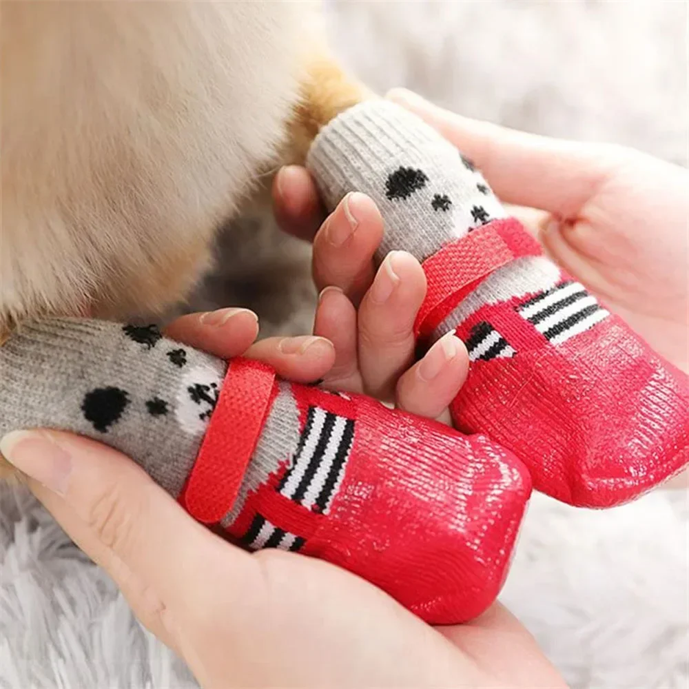 Pet Waterproof Socks Dog Silicone Rain Shoes Cat Socks Anti Slip and Wear-resistant Shoes Socks for Outdoor Sports