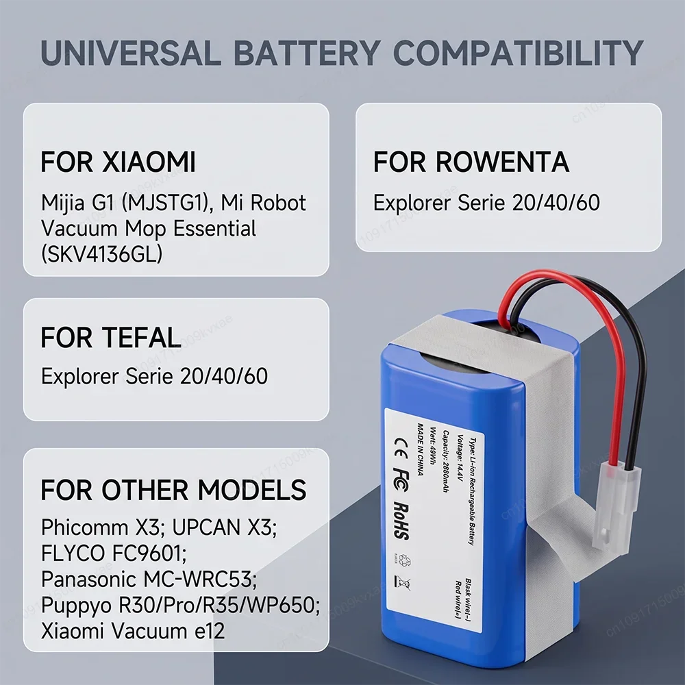 14.4V Rechargeable Vacuum Battery for Tefal Explorer Serie 20 40 60 for Rowenta RS-RT900866 H18650CH-4S1P 3500mAh Li-ion Cell