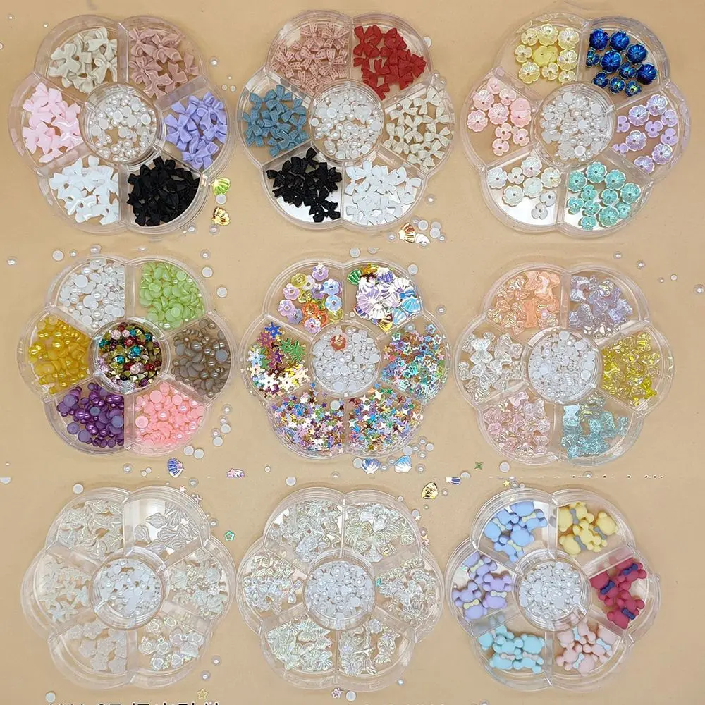 Glitter Aurora Pailletten Shell Flakes Beer Strik Nagel Sieraden Nagel Bedels Set Diy Manicure Accessoires 3d Nail Art Decoraties