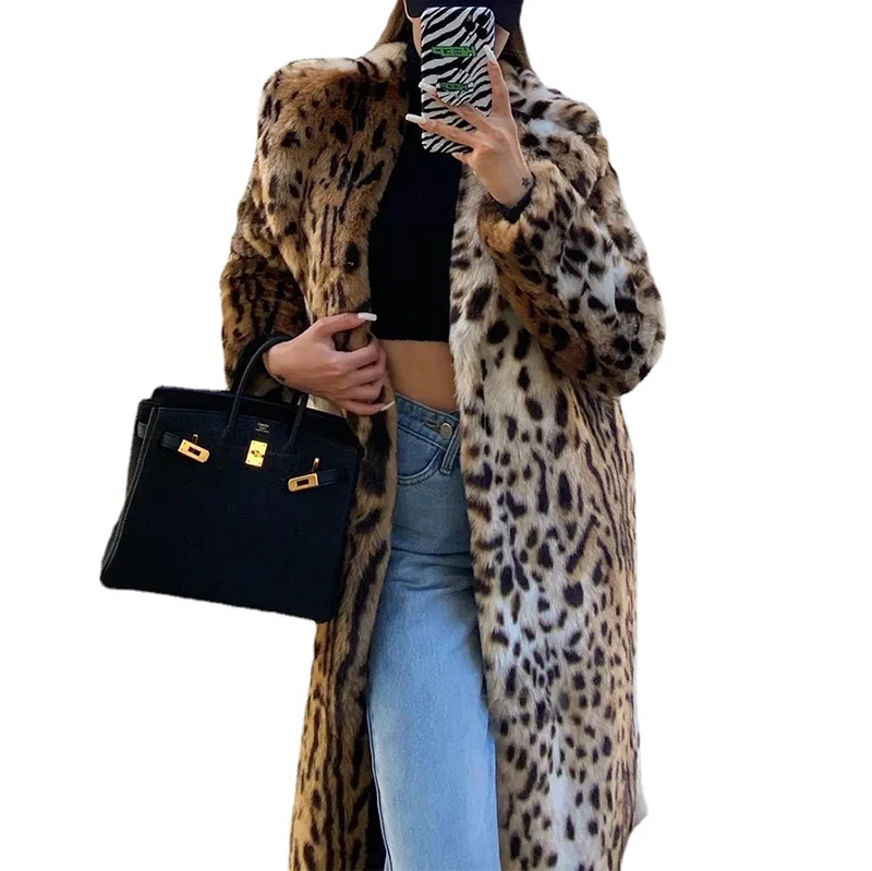 Winter Lange Warme Dicke Leopard Flauschigen Faux Pelzmantel Frauen Tiger Print Runway Lose Luxus Designer Kleidung Frauen Mode Mantel