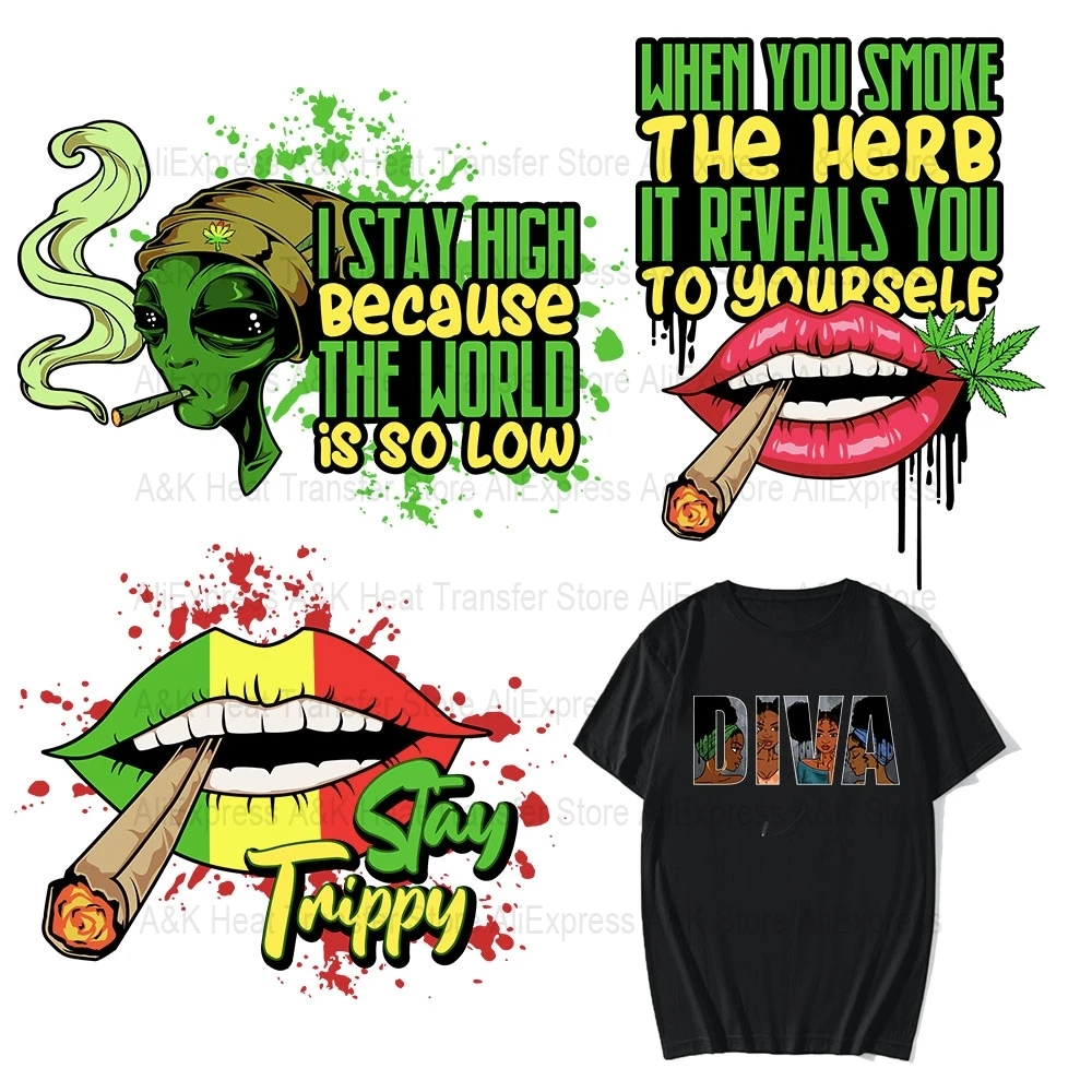 

Aliens Transfer Stickers Lips Clothing Thermoadhesive Patches Men Girl T-Shirt Diy Iron On Patch Cheap Diy Appqued Decals