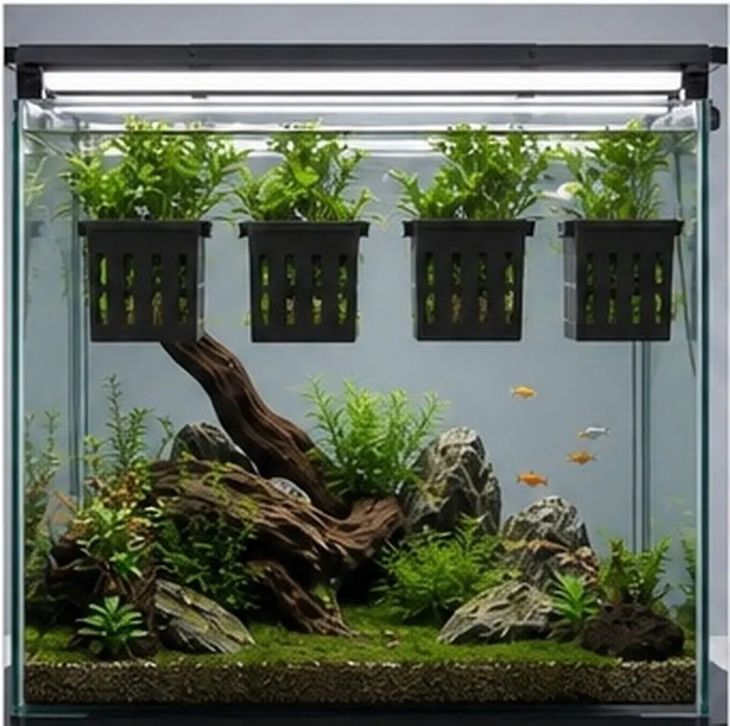 4Pcs Plastic Aquatic Plant Holder Hanging Aquarium Planter for Fish Tank Scaping Strong Sturdy Design Allows Gravel Pebble