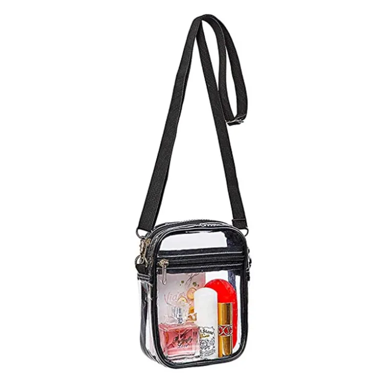 Transparent PVC One Shoulder Messenger Bag Travel Shopping Bag Gym Beach Bag Storage Bag Wallet Bag