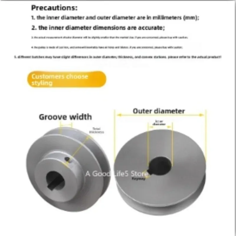 Suitable for Pulley Type A Single Slot Motor Gear Reducer  Engine Generator Motor Drive Wheel Triangular Pulley