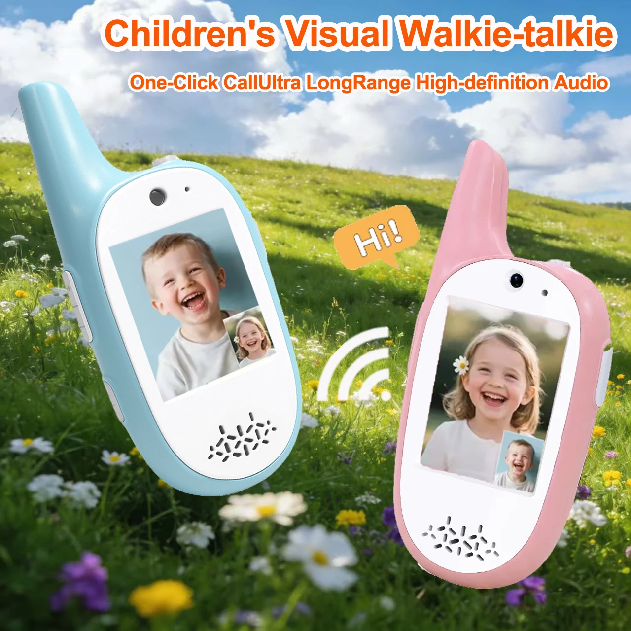 2 Pack Video Walkie Talkies for Kids USB-C Rechargeable One-Click HD Call Intercom Safe Durable Toy for Children Birthday Gift