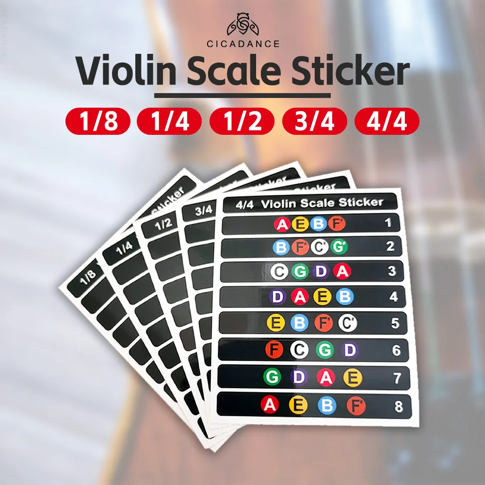 CICADANCE 4/4 3/4 1/2 1/4 1/8 Size Violin Fretboard Sticker Music Note Intonation Stickers For Beginners Violin Part Accessories