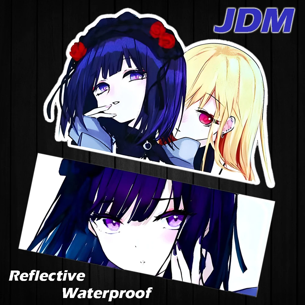 JDM Anime Girl Reflective Motorcycle Stickers Moto Scooter Body Helmet Fuel Tank Decor Vinyl Decals Accessories For Voge ZONTES