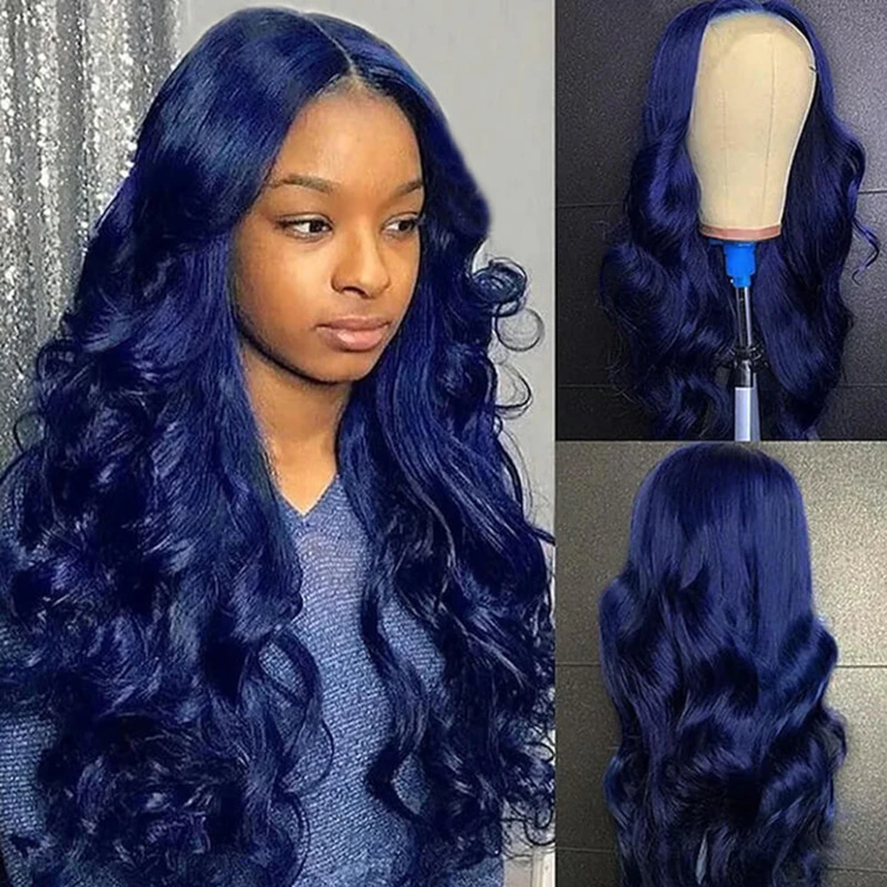 Charisma Long Body Wave synthetische Spitze Front Perücken dunkelblaue Spitze Perücke für schwarze Frauen hitze beständige Faser Haar Perücken Cosplay