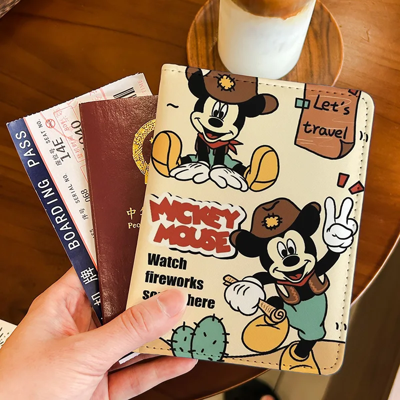 Disney Mickey Mouse Passport Cover and Card Wallet Multi functional Document Holder for Overseas Travel International Students