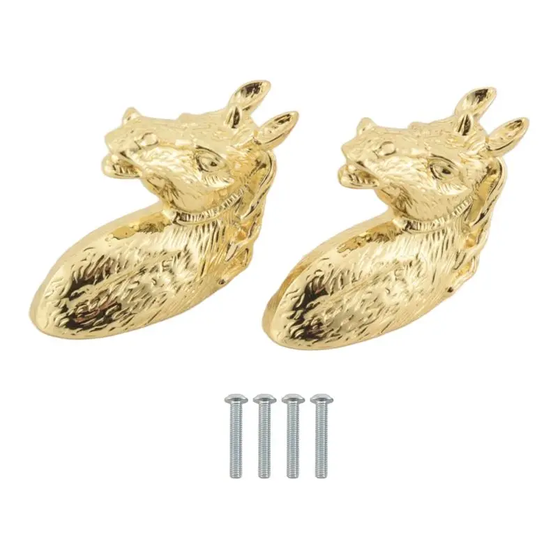 ABGH-2PCS Antique Door Handles Animal Handle Horse Head Zinc Alloy Cabinet Handle Knob With Screws