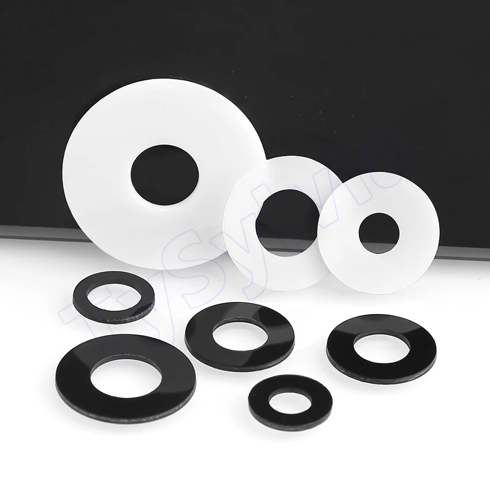 M2-M20 White/Black POM Flat Washers OD 4-30mm High-Strength Hard Plastic Insulating Gasket Thickness 0.3-5mm