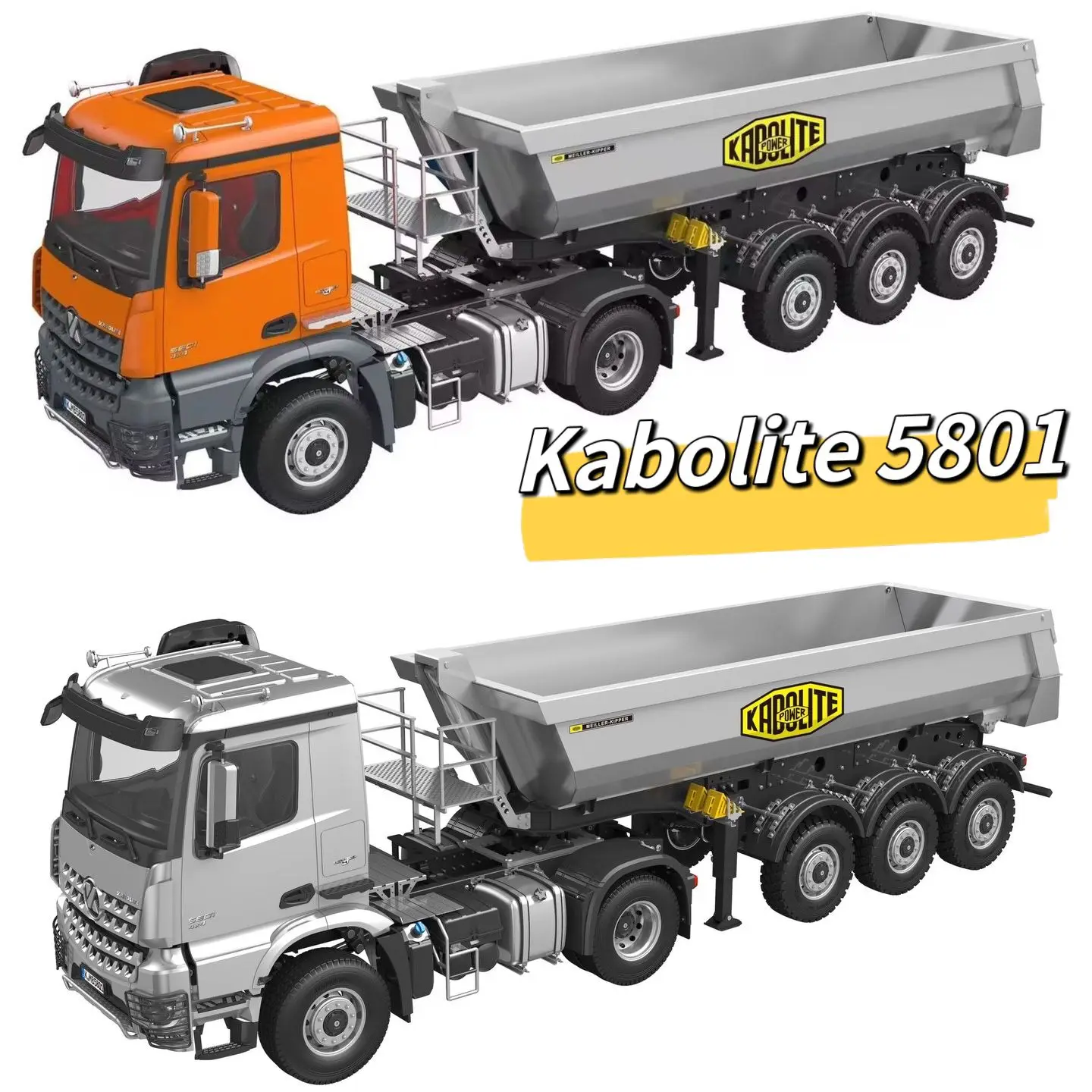 RTR Kabolite 5801 RC Tractor Truck 4X4 with 3 Axles Dump Trailer 1/14 RC Trucks Electric Lifting Trialers Cars Model Light Sound