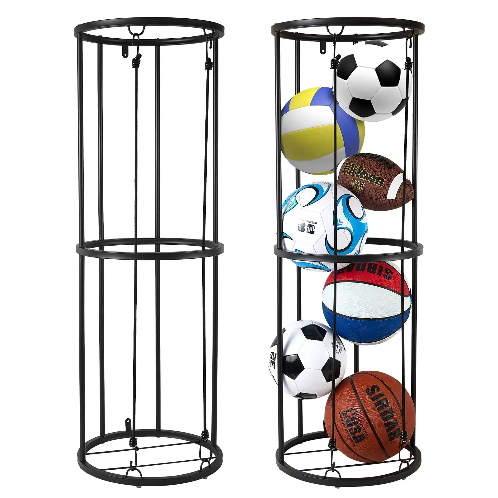 

Wall-Mounted Vertical Ball Storage Rack Space-Saving Sports Organizer for Basketball for Garage Kids' Room Outdoor Use