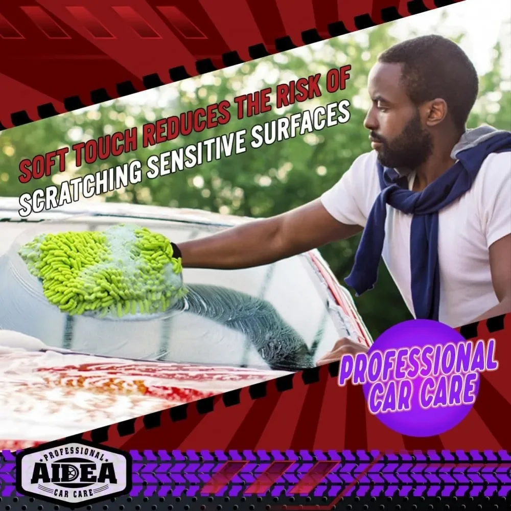 ‌ قفازات من الألياف الدقيقة لتنظيف السيارة والدراجات الكهربائية (مجموعة مكونة من قطعتين) - قفازات غسيل خالية من الخدش وخالية من الوبر وعالية الامتصاص ‌