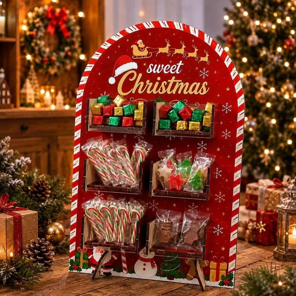 Creativity Xmas Tree Christmas Candy Display Rack Santa Claus Wooden Desktop Ornament Decoration Snowflake Storage Rack Gift