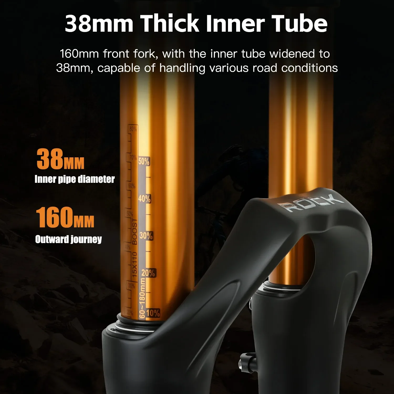 BOLANY 38mm Tube Air Fork MTB 160mm Traver Suspension Fork 27.5/29 Inch Boost 15x110mm  Upper Mount Damping Adjustment