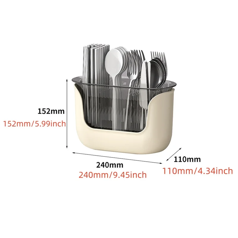 حامل أدوات المائدة المطبخ متعدد الوظائف مع مساحة تخزين للصرف، منظم أدوات المائدة مكون من 3 أقسام، ملحقات المطبخ المنزلية #6