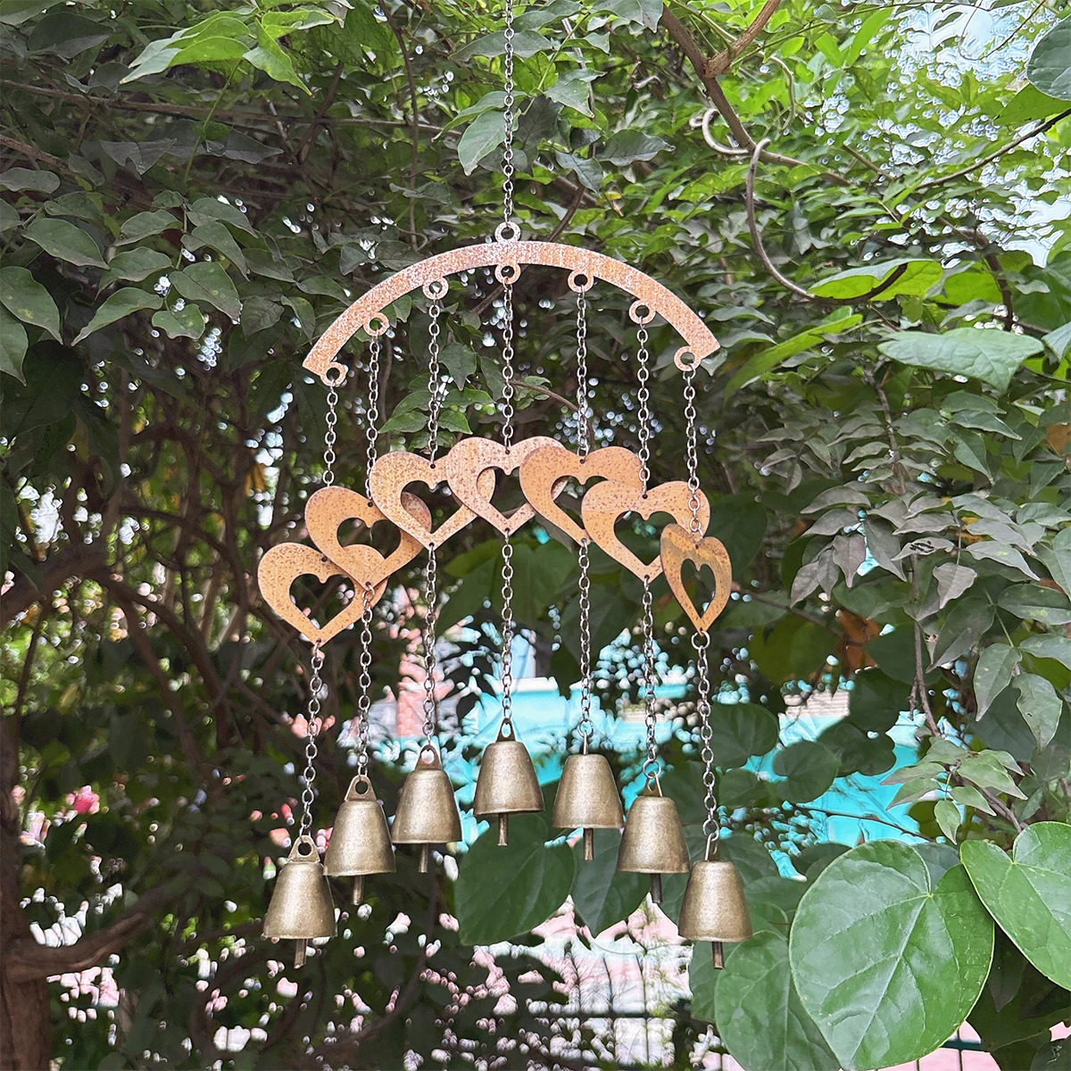 1Pc Metal Hanging Wind Chime, Suitable for Outdoor Garden Decoration on Balconies and Patios, to Enhance the Beauty of Your Home and Garden, Outdoor Wind Chimes, Creating a Soothing Sound.