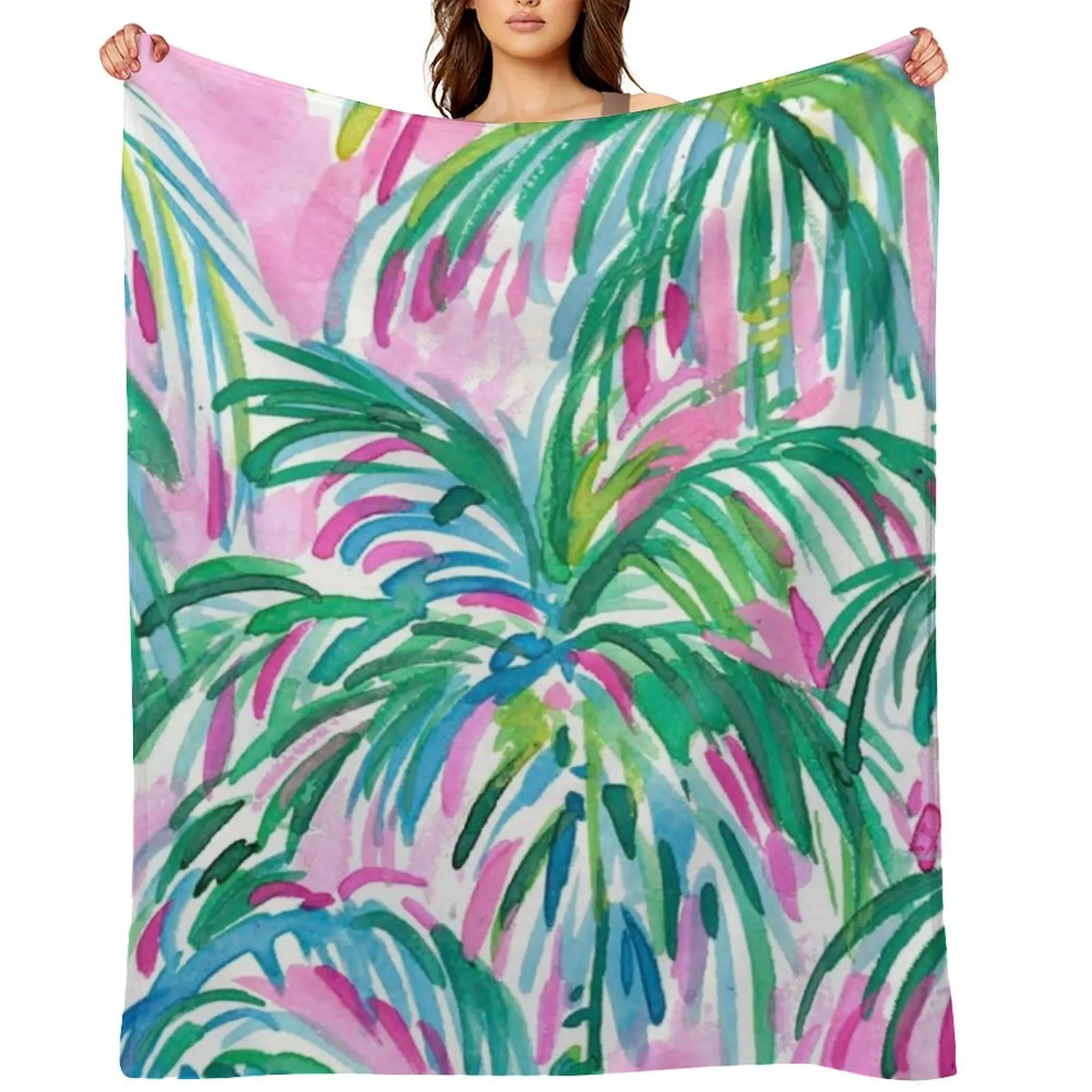 

pink palm trees Throw Blanket Beautifuls Plaid on the sofa Furrys manga Blankets