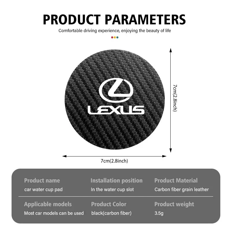 

Наклейка на автомобиль для Lexus F SPORT ES RX NX LS UX LM LX GX LC RZ IS CT GS RC HS SC, 2 шт., автомобильная накладка на подстаканник из карбоновой кожи, шумопоглощающая, C