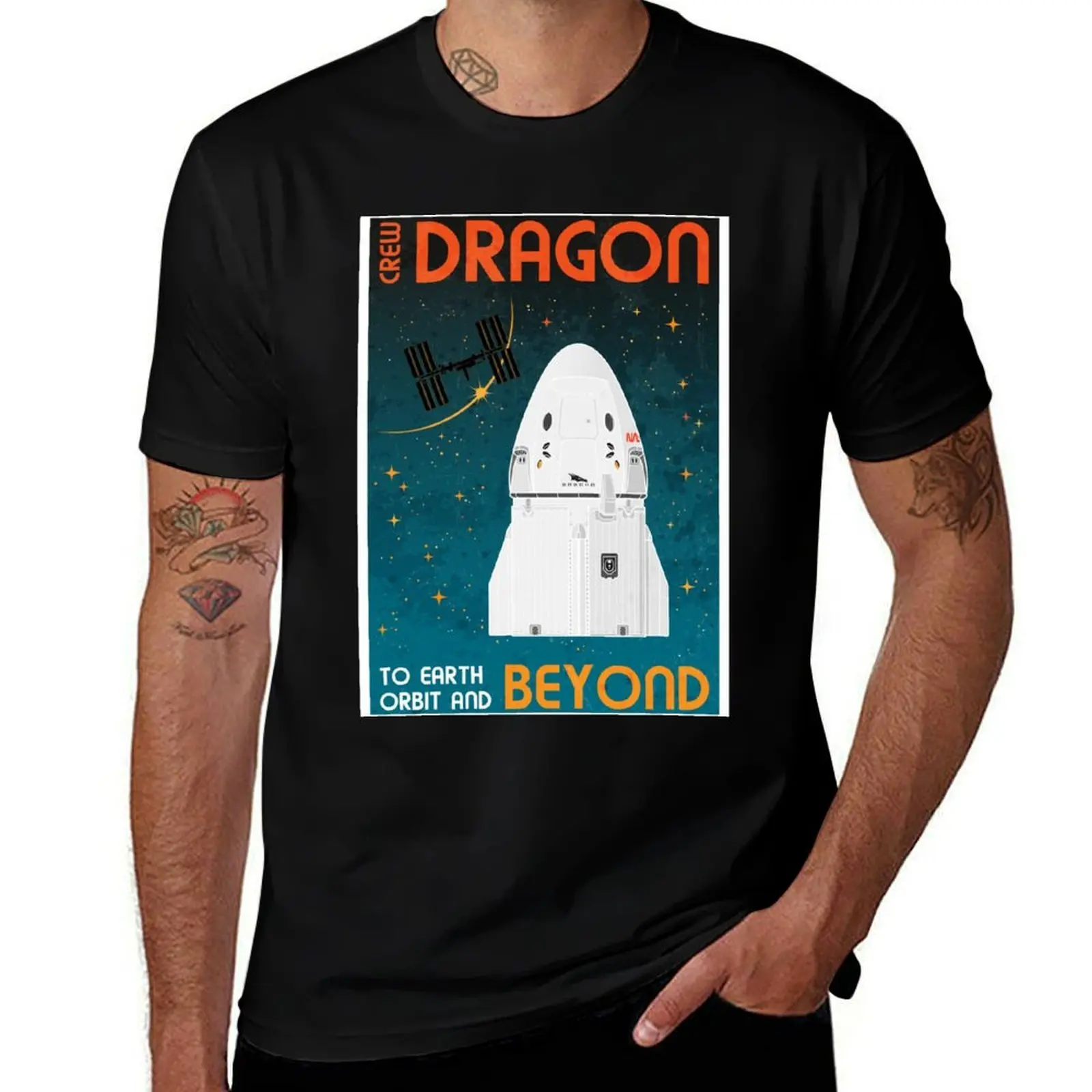 Beyond Crew Orbit hombre t To man camisetas gráficas de algodón camiseta Earth (Retro) camisa Dragon. Camiseta 100% y verano para