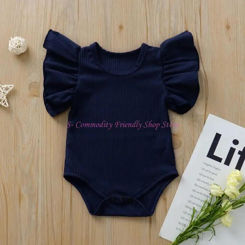 

85AE Baby Girls Outfit Ruffled Sleeve Romper Spring Bodysuit Party Costume Pilling Resistant 0-12M Infant Girl Summer Clothes