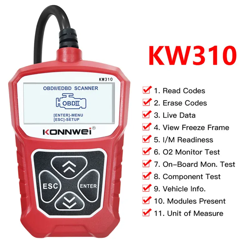 KONNWEI KW310 OBD2 Car Diagnostic Scan Tool Automotive OBD 2 Scanner Code Reader  Check Engine Light Scan Tool