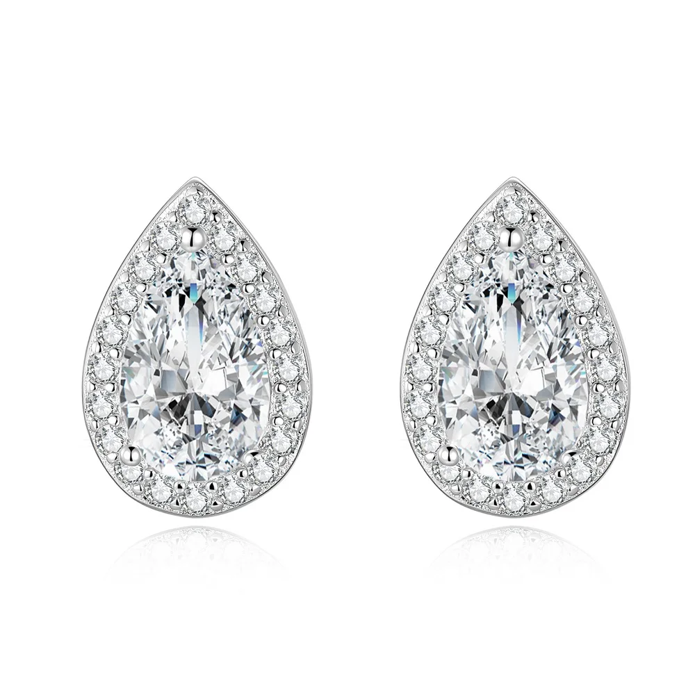

Серьги-гвоздики из стерлингового серебра S925 с муассанитом D цвета, 0.5-2 карата, в форме капли, для женщин, подарок на день рождения или годовщину