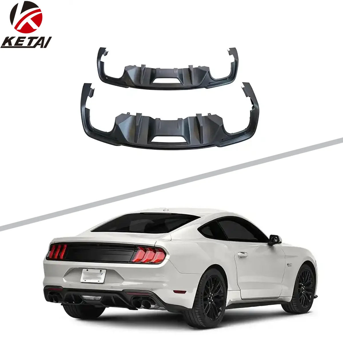 High Quality GT Style PP Material Car Bumper Rear Diffuser Lip For Mustang 2018-2022