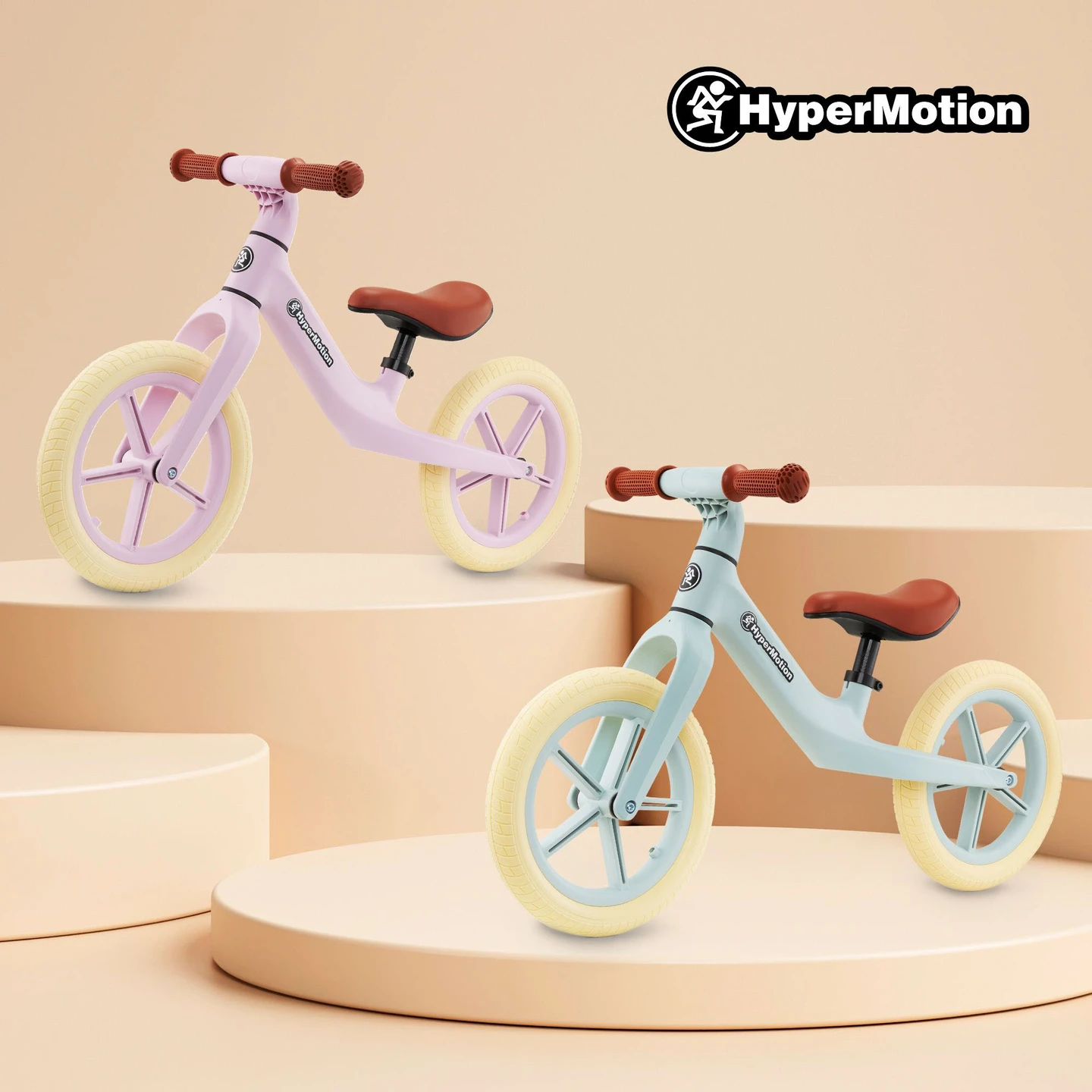 Imagen 6: Bicicleta de Equilibrio HyperMotion Marcelo Rosa Claro para Niños de 18 Meses o Más, Motocicleta de Aprendizaje de Conducción con Ruedas Ajustables