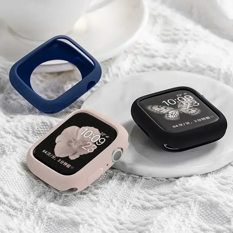 Funda para Apple Watch, 44mm, 40mm, 45mm, 41mm, 38mm, accesorios, Protector de carcasa de parachoques de silicona, serie iWatch SE 3 4 5 6 7 8 9