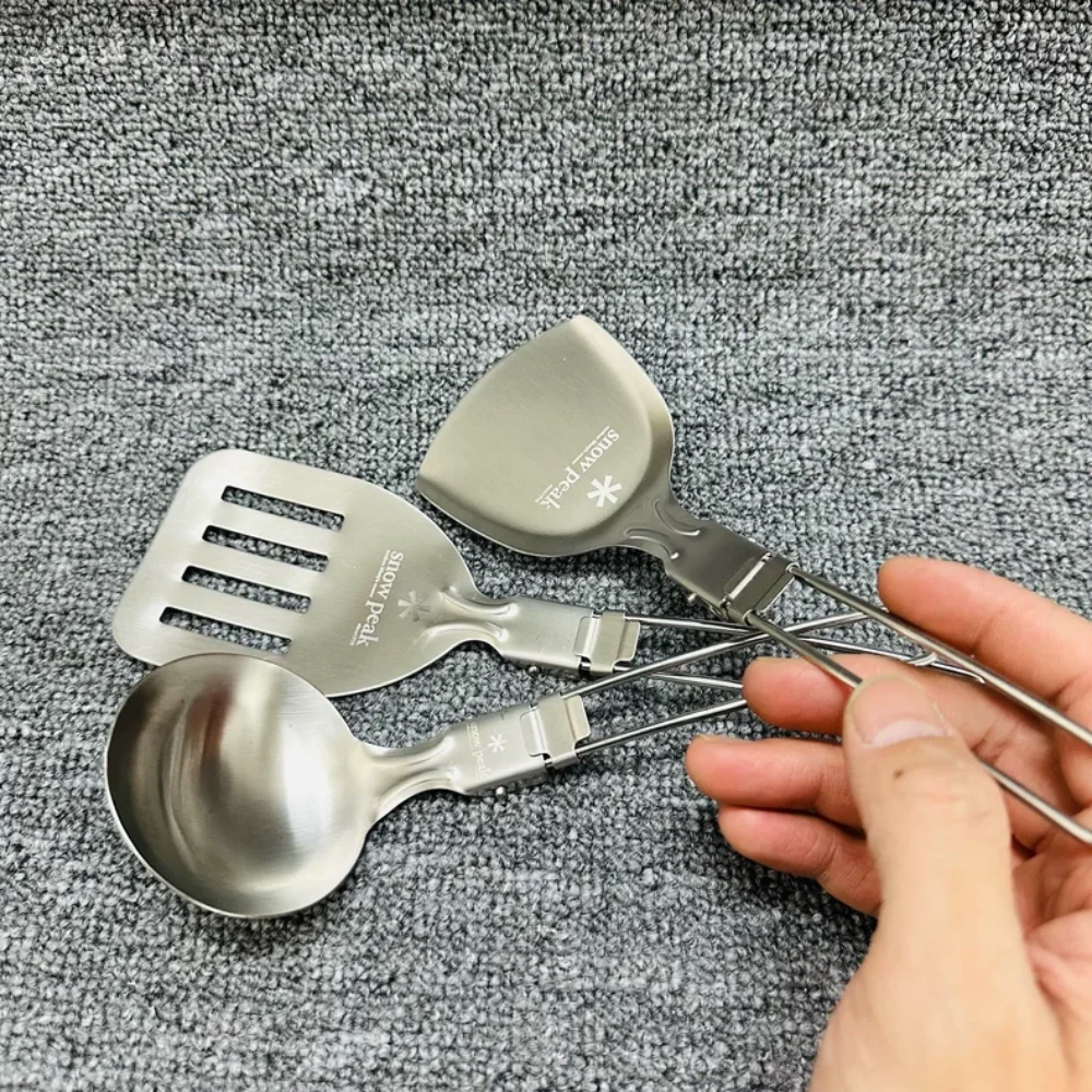 snow peak Foldable Lightweight Camping Cookware Stainless Steel Spatula Soup Spoon Portable For Camping Hiking Picnic Outdoor