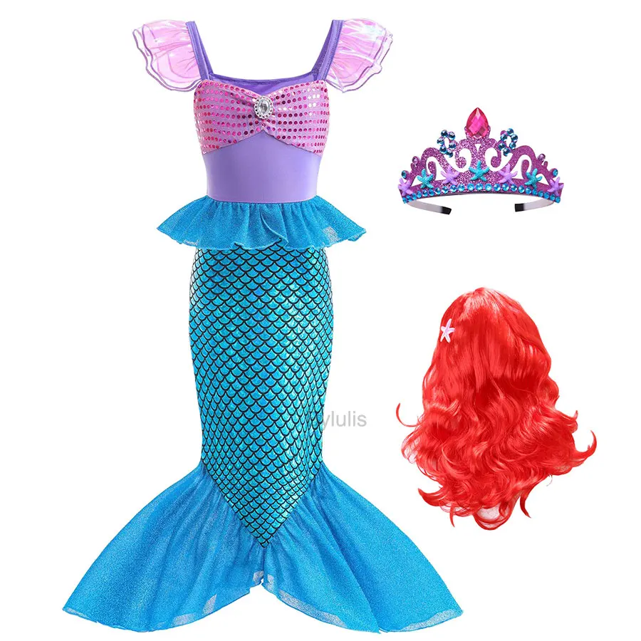 Princess Ariel Costumes Girls Ariel Little Mermaid Costume Kids Child Carnival Birthday Party The Mermaid Dress Clothes Outfit