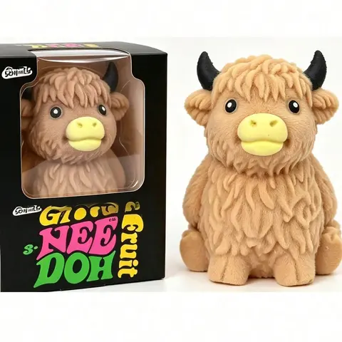 NeeDoH Scottish Highland Cow Squishy Slow Rebound Anxiety Relief Fidget Toy Squishy Toys Juegos Para Niños,Cheese Squishy