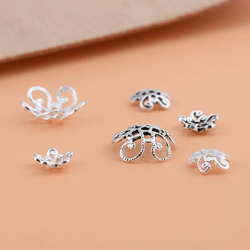 10PCS 925 sterling silver Thai silver jewelry accessories, Bauhinia Flower  , handmade diy string bead jewelry