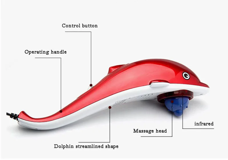 يده الكهربائية رئيس الرقبة قطني الظهر لايف الدلافين مدلك الوخز بالإبر نقطة تدليك عصا-am45
