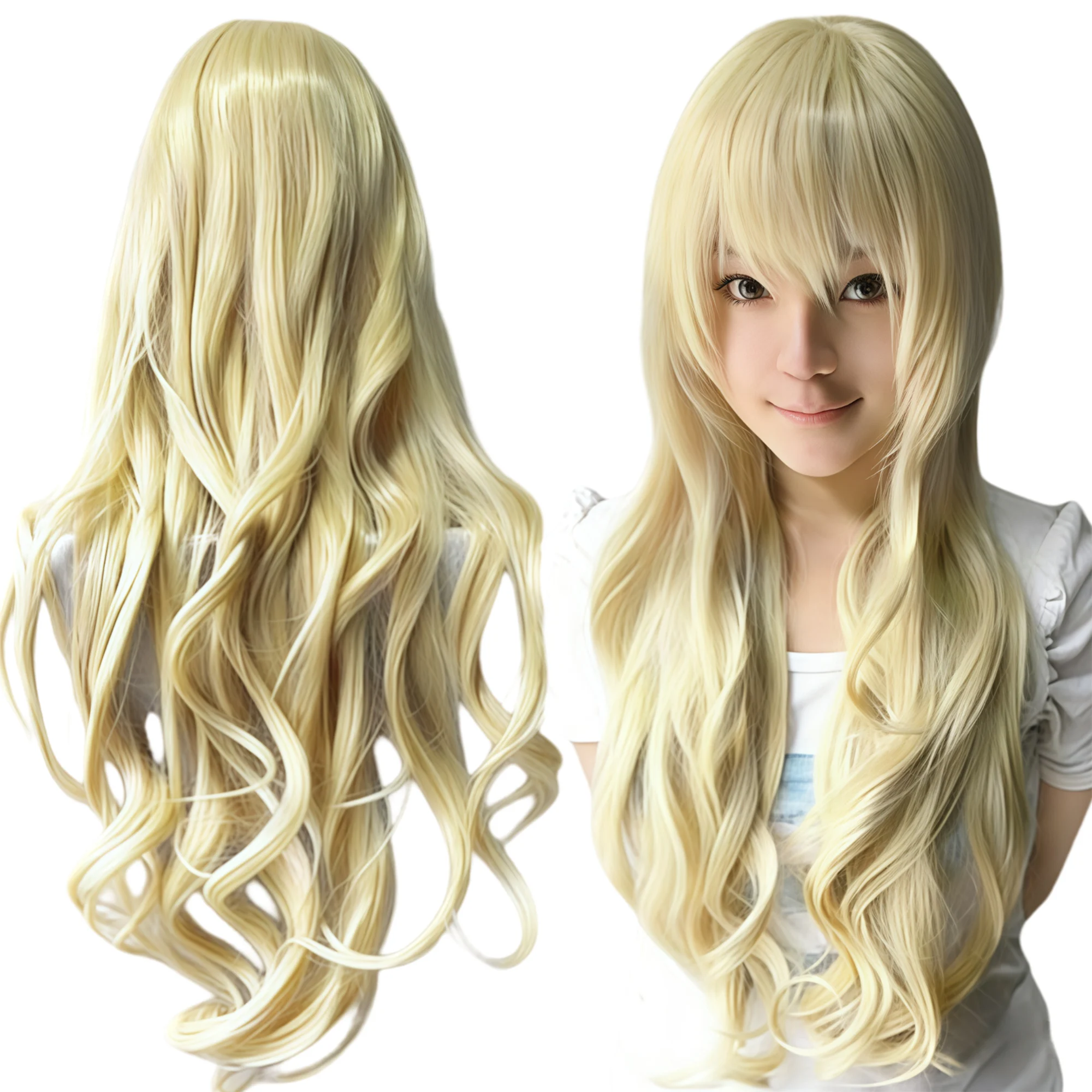 

Синтетический блонд-парик для косплея Люси Хартфилии, кудрявый аниме-парик Лолиты, парик Мами Томоэ для Хэллоуина