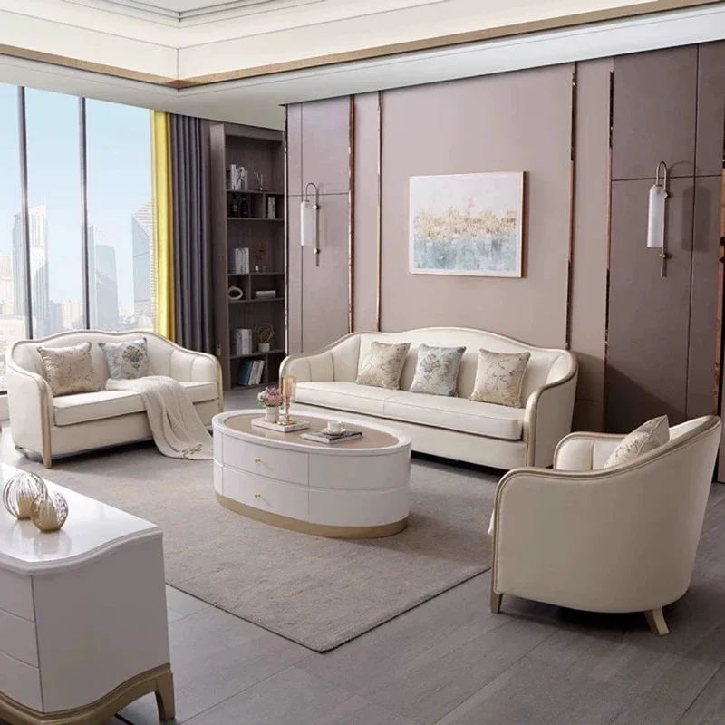 

Ergonomic Cream Living Room Sofas White Comfortable Chinese Minimalist Style Living Room Sofas Wooden Sillon Cama Home Decor