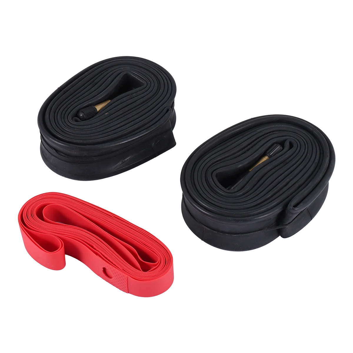 2Pack 700X35-43C Bike Inner Tube with 2 Rim Strip Schrader Valve Rubber Bike Tire Tube for 700C Road Bike