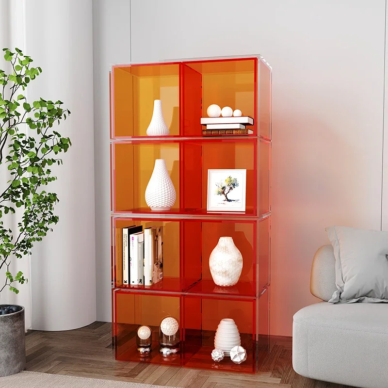 Acrylic shelf living room multi-functional office partition bookshelf floor simple bookcase wine figure display rack