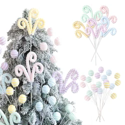 1pc Macaron Color Spiral Wool Candy Curl Picks Artificial Plant Christmas Tree Cuttings Garland Ornament Home New Year Xmas Deco