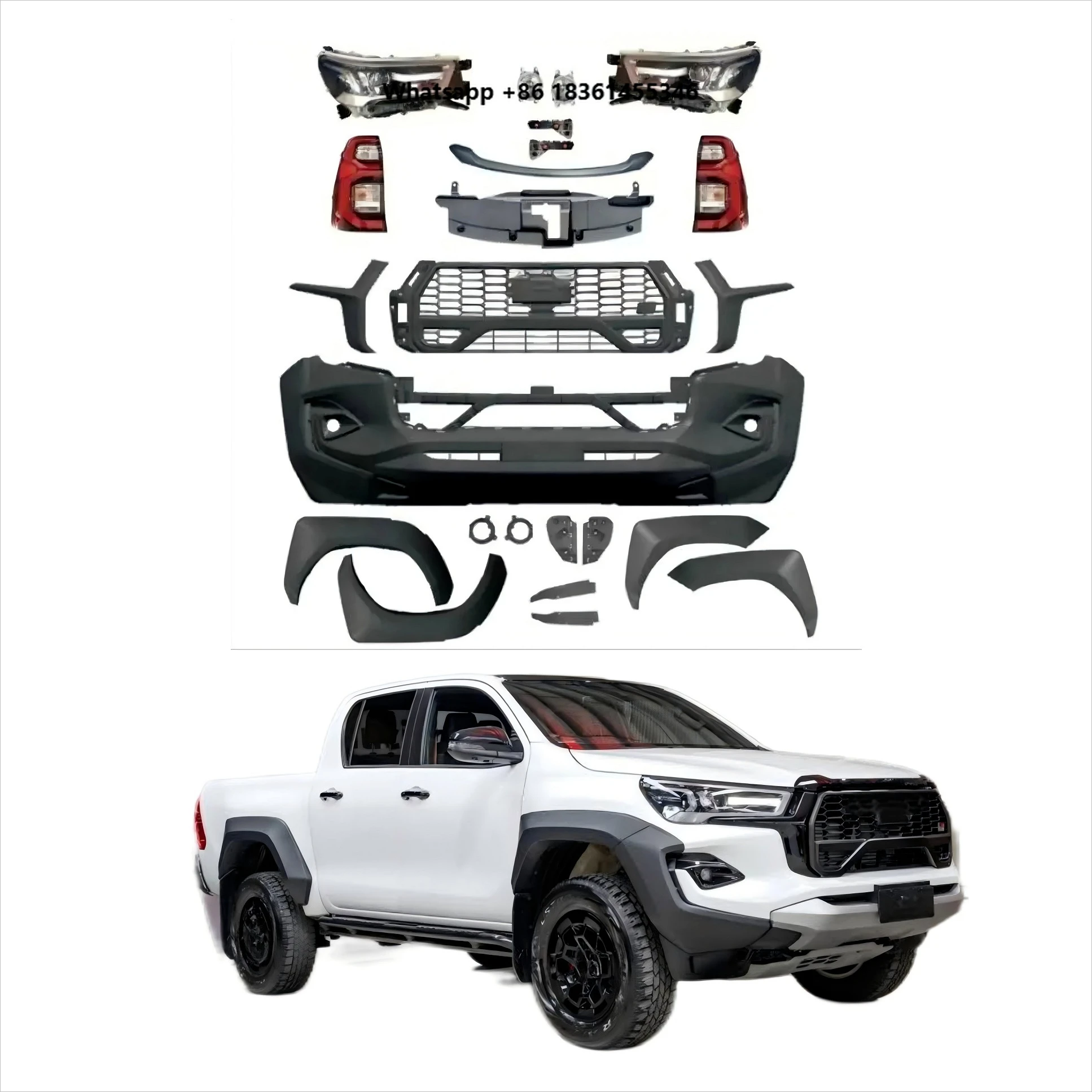 

For Hilux Revo 2016-2020 Upgrade to Hilux GR Sport 2023 Style Bodykit Headlights Taillights Plug and Play Bumper New Arrival